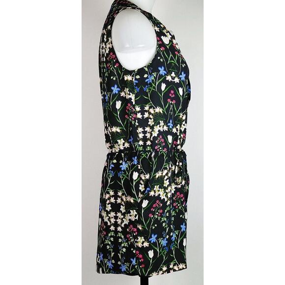 Black Floral Romper Size 6, Sleeveless Pockets Lightweight Festival Boho Summer - Picture 3 of 6